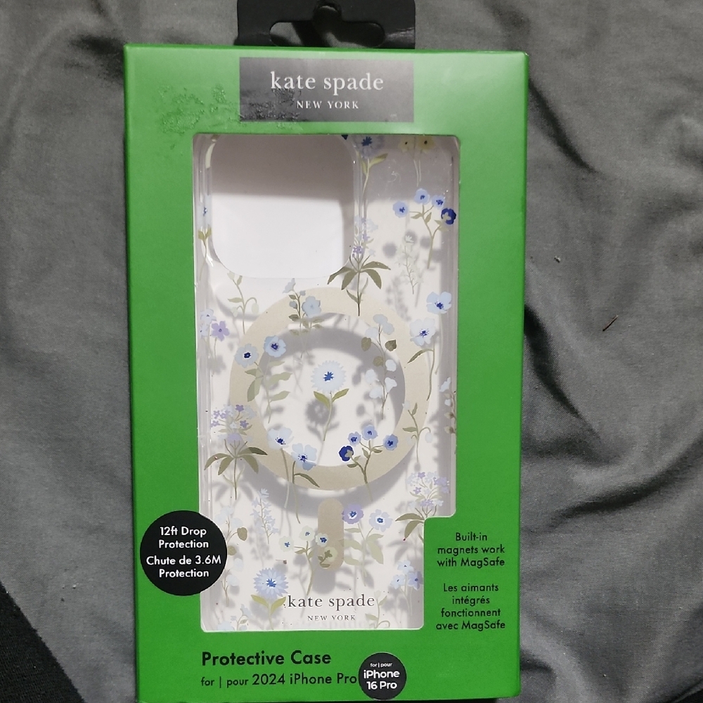 Kate Spade Blue and Green Floral iPhone 16 Pro Case